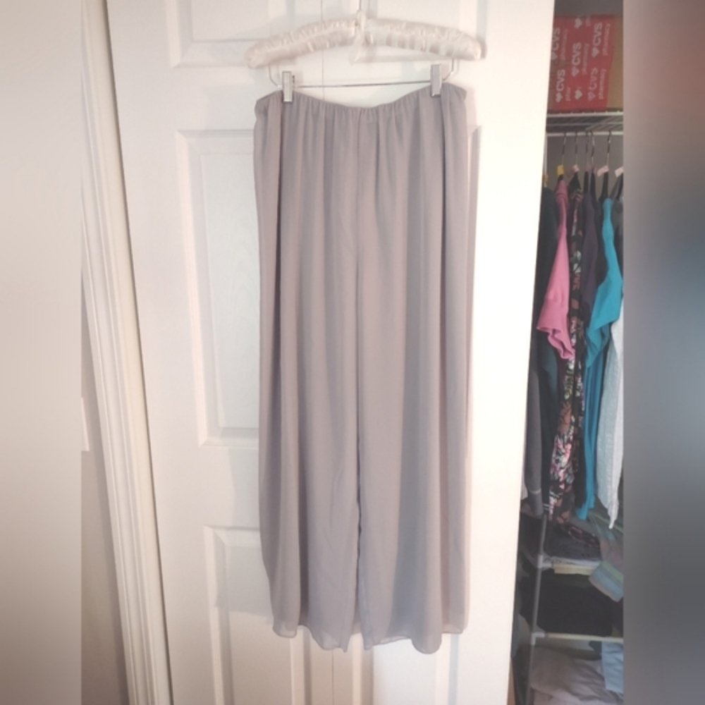 Alex Evenings Gray Chiffon Lined High-Rise Stretch Elastic Pants XL     MUST GO!
